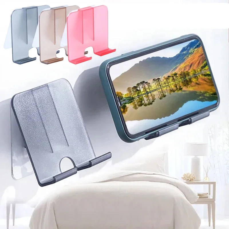 Universal Wall-mounted Mobile Phone Charging Holder Mount Bedside Self-adhesive Charging Stand Rack Smartphone Storage Bracket