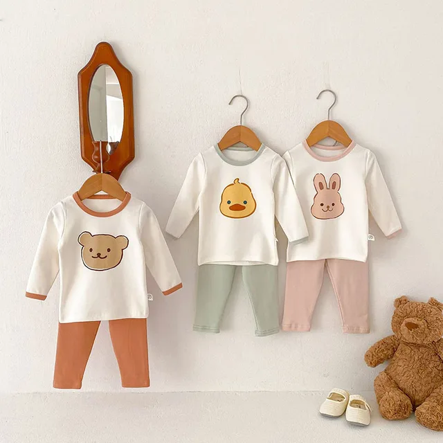 Milangel-Conjunto de ropa de casa para bebé, ropa interior bonita de oso y conejito, traje para niña, 2 piezas, Primavera 2