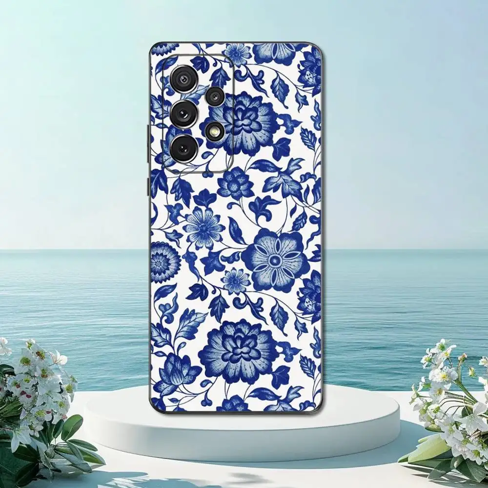 Elegant Blue and White Porcelain Art Phone Case | Soft Silicone Black Cover