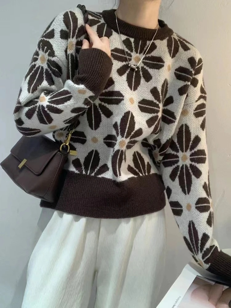 

Beautiful jacquard pullover and sweater women's autumn and winter loose knitted pullover warm knitwear