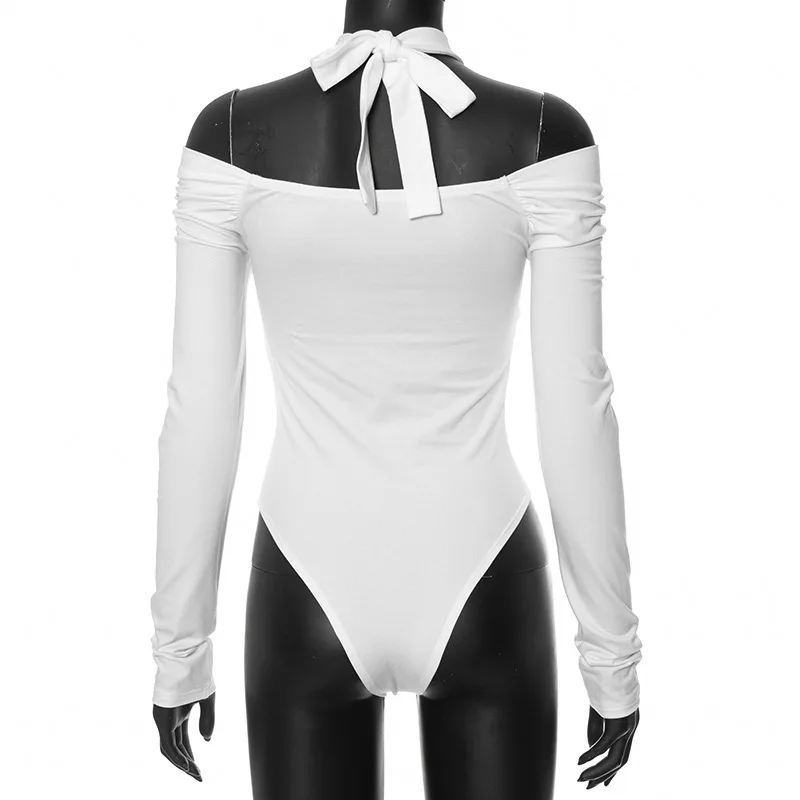 BKLD Clothes For Women2023 Autumn Winter New Long Sleeve Y2k Top Off The Shoulder Halter Neck Hollow Out Slim Fit Bodysuit