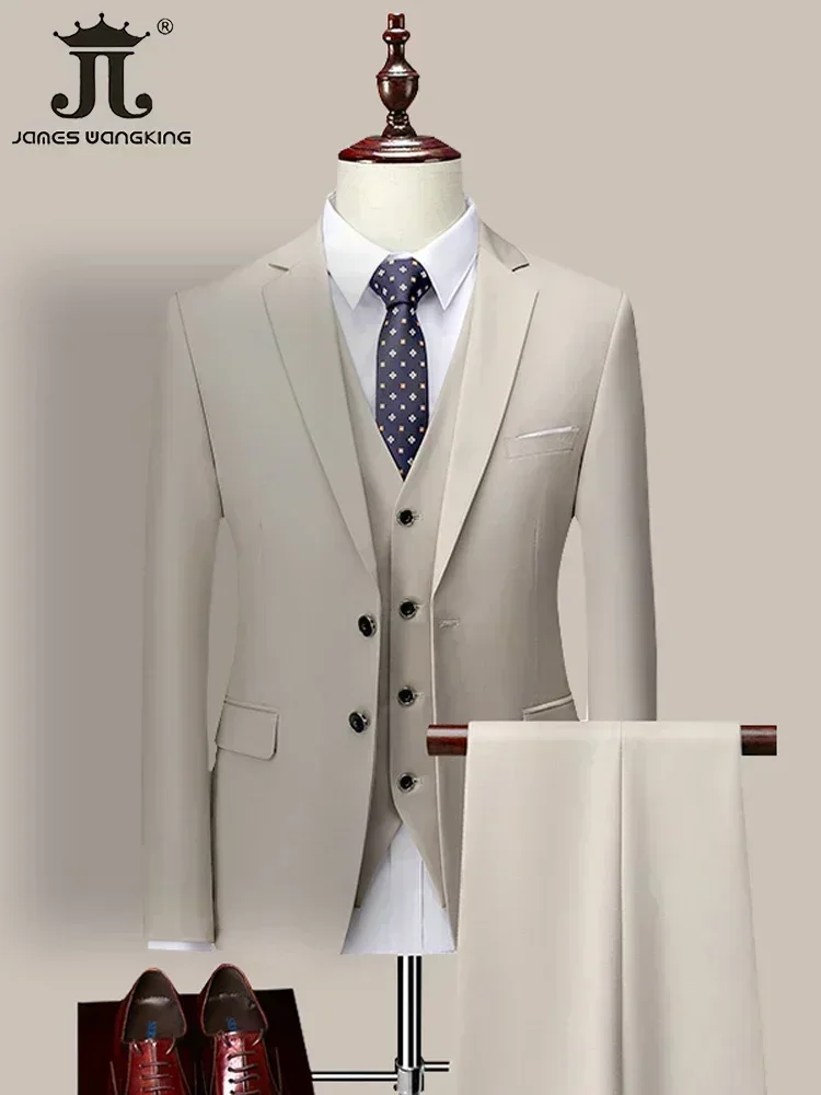 14 Color M-6XL Men's Formal Business Three-piece Suit Solid Color Groom Wedding Dress formal suit business men clothing
