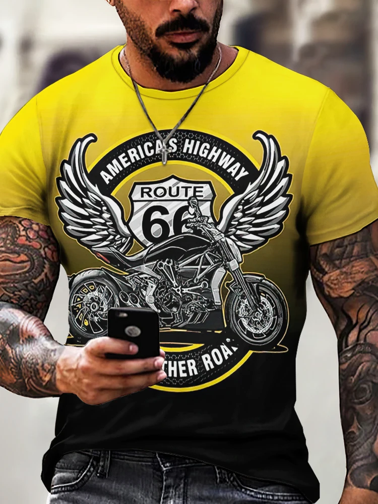 3D Printed T Shirts Retro America Route 66 3D Printed Men's T-shirts Vintage Loose Men Clothing Summer Round Neck Short Sleeve Unisex Tops Tees 4XL 3d printed t shirts