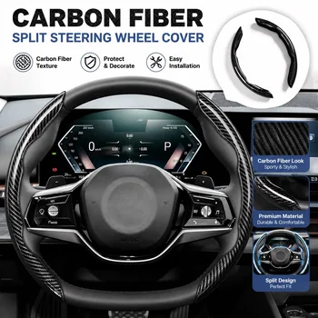 Coppia di Coprivolanti in Fibra di Carbonio per Auto, Antiscivolo, Sportivi, Anti-Sudore, Accessori Interni alla Moda, Adatti alla Maggior Parte dei Veicoli