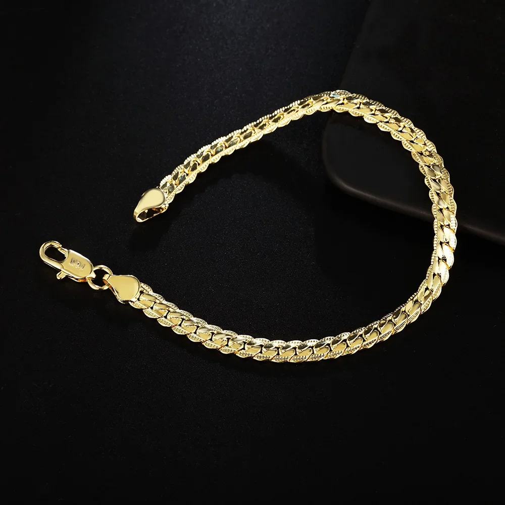 fashion Gold or Silver color 5MM Men Jewelry charm women lady chain Bracelets free shipping wedding party gifts H199