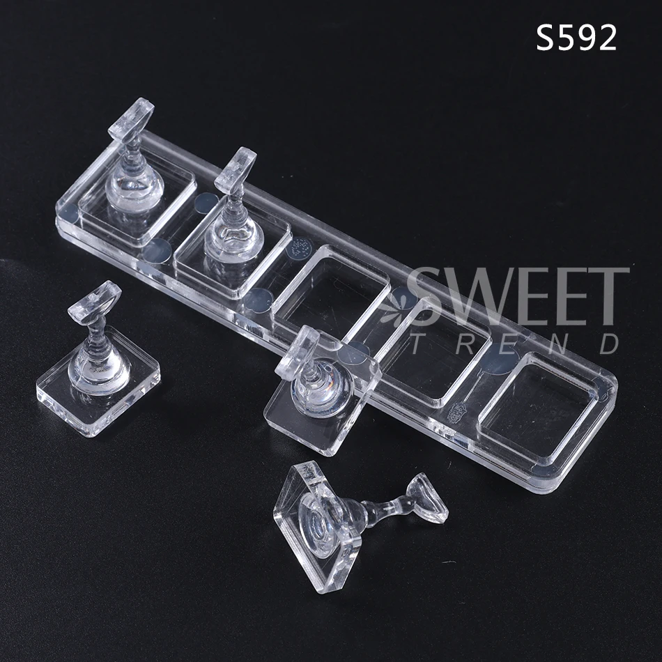 Non-Magnetic Nail Holder Practice Display Stand Acrylic Showing Shelf False Nails Holder DIY Salon Practice Tools Nail Supplies