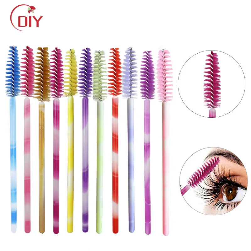 

50Pcs Colored Rod Nylon Eyelash Brush Disposable Mascara Wands Eyelash Extension Microbrush Eyebrow Applicator Makeup Brush DIY