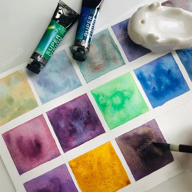 Watercolor Paint 15ML Super Vision Layered Watercolor Paint and Half Pan Solid Mineral Texture Antique Vintage Precipitation Color For Artists