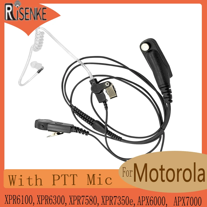 RISENKE Earpiece for Motorola APX6000 APX7000 XPR6350 XPR6550 XPR7500 XPR7550 APX4000 APX900 APX8000 Radio Headset with Mic PTT speaker mic with reinforced cable for motorola radios apx6000 apx7000 apx8000 xpr6350 xpr6550 xpr7550 xpr7350e xpr7550e xpr7580e