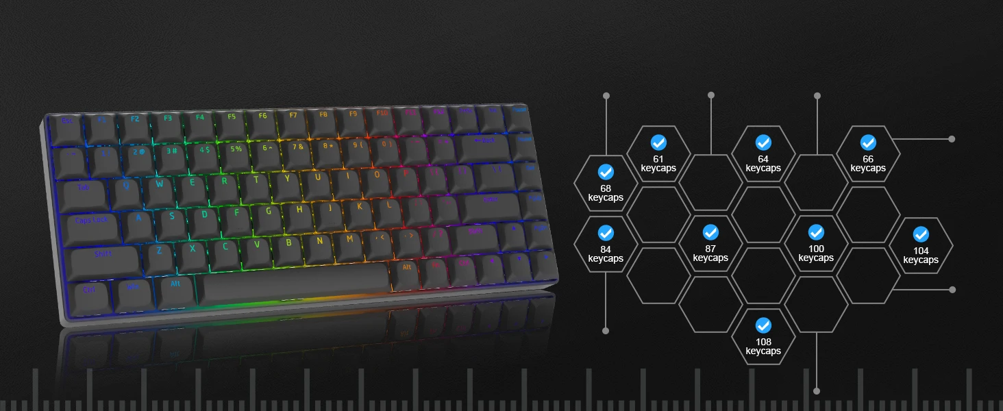 Black PBT, Teclado Mecânico MX, Trabalho EUA