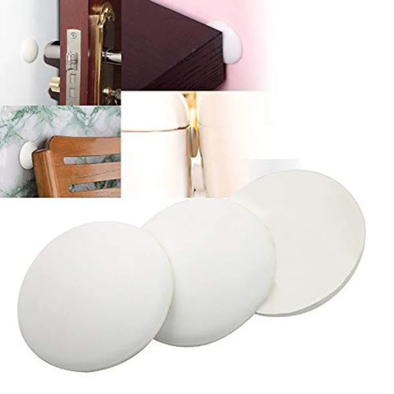 White Door Stops Rubber Wall Protectors Guards Self Adhesive Door Handle Bumper Stoppers Protective Plug Non-slip Muffler