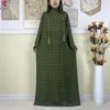Nouveau Ramadan coton robe femmes recueillir taille Double chapeau Abaya femmes musulmanes ample Maxi caftan dubaï turquie Islam vêtements de prière