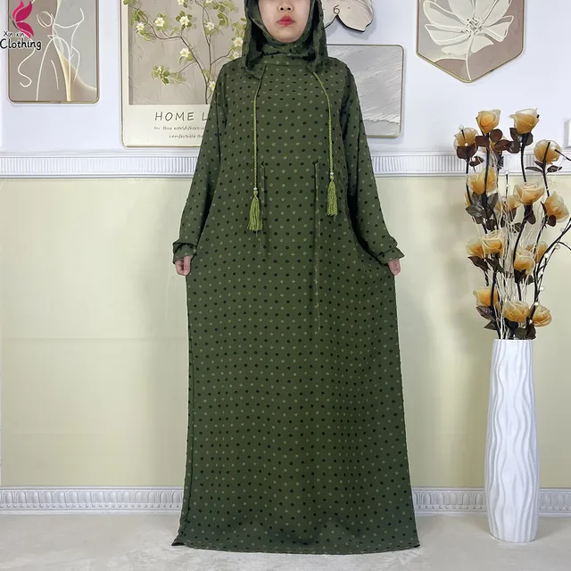 Nouveau Ramadan coton robe femmes recueillir taille Double chapeau Abaya femmes musulmanes ample Maxi caftan dubaï turquie Islam vêtements de prière