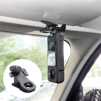 Supporto per visiera parasole per auto per Insta360 X2 X3 Action Camera accessori per la fotografia supporto per Flash con montaggio a morsetto per fotocamera con vite 1/4