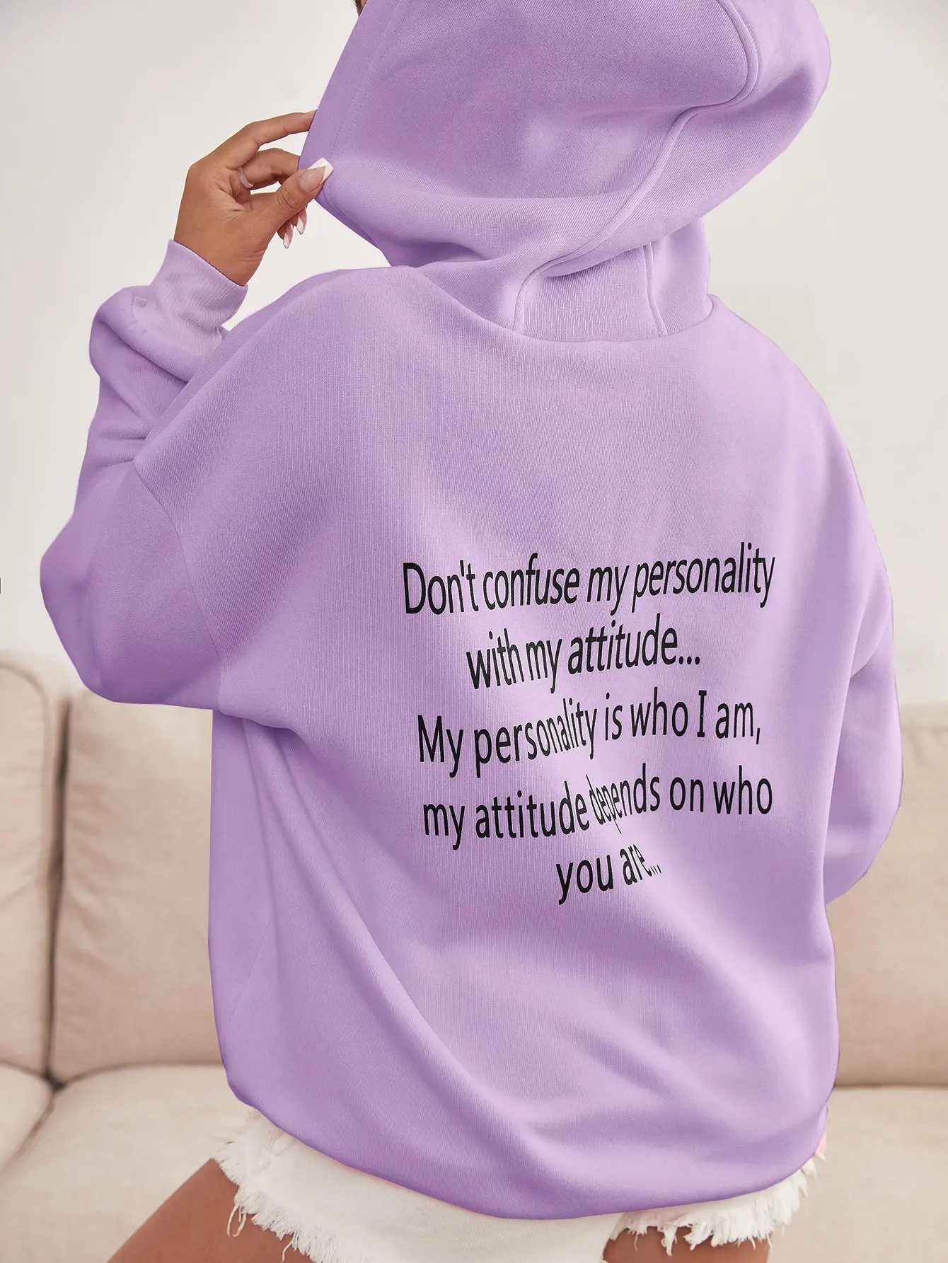 

Don'T Confuse My Personality With My Attitude Cotton Hooded Outdoor Pullovers Spring Street Sweatshirt Harajuku Women Sportswear
