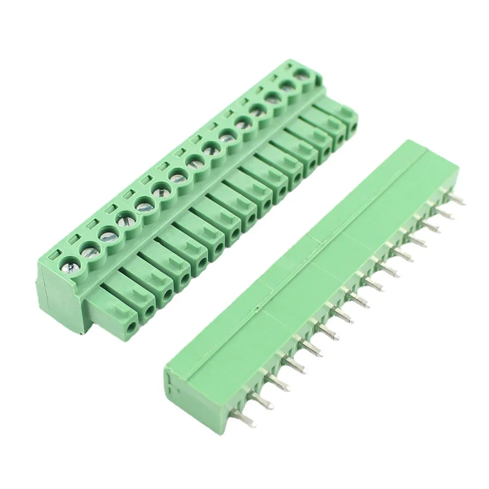 10Sets 3.5mm Pitch 15P 15 Pin Poles Way Female and Male Straight Screw Pluggable Terminal Block Plug Cable Connector 300V 8A