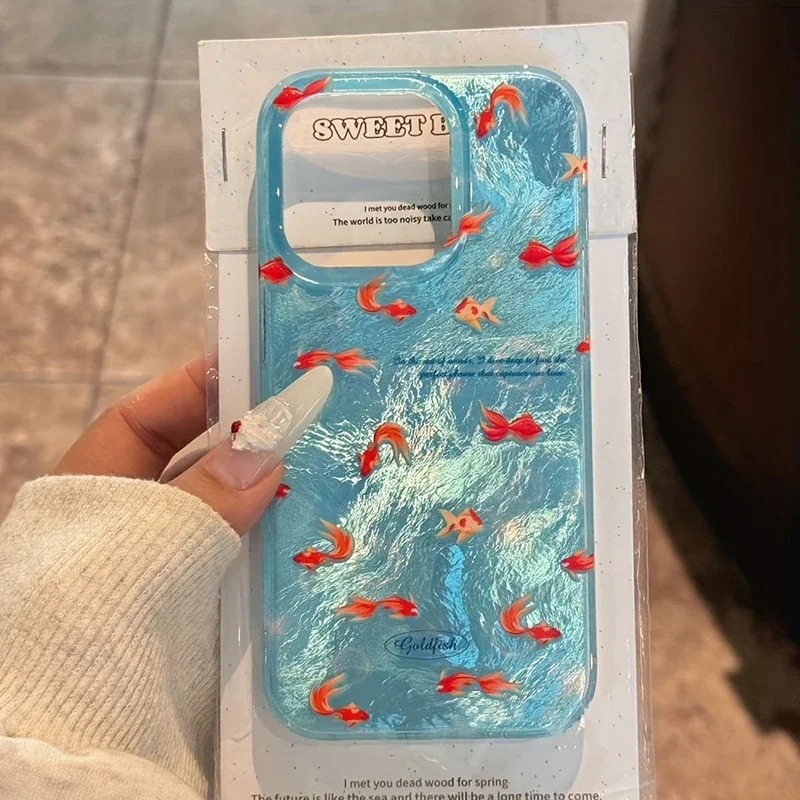 Korean Blue Ocean Red Carp Vortex Pattern Phone Case Cover
