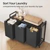Laundry Hamper with Shelf - Laundry Basket Organizer with 3 Pull-Out Removable Bags Laundry Sorter Dirty Clothes Hamper. 3