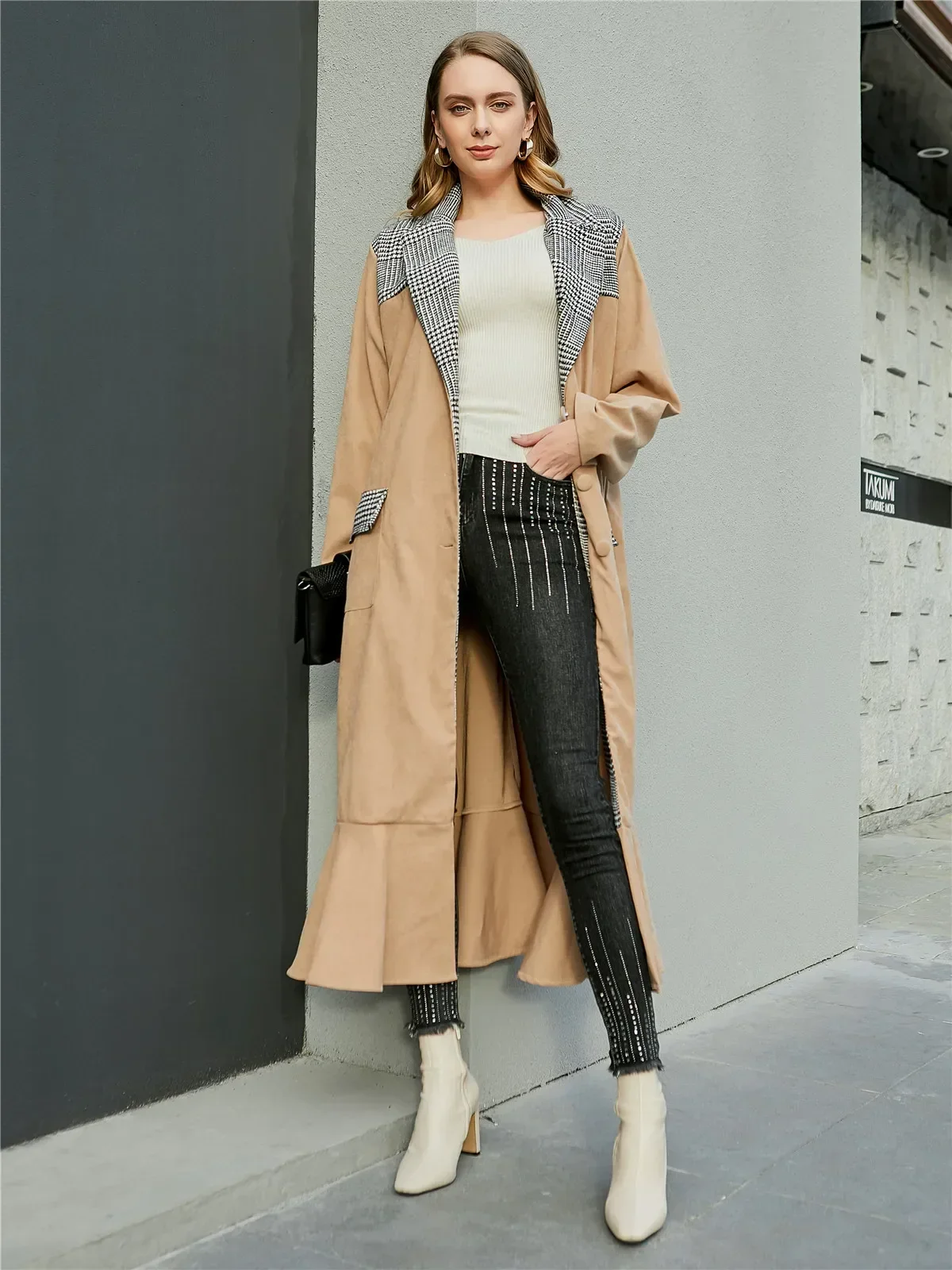 Winter Trench Coat for Women Clothing Women's Long Jacket Khaki Casual Loose Fit Spring Autumn Fall Woman Clothes Outerwear