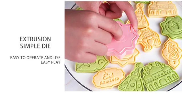 Eid Mubarak Shortbread Biscuit Stamp Cookie Cutter European PLA Cookie  Cutter Cookie Stamps Ramadan 