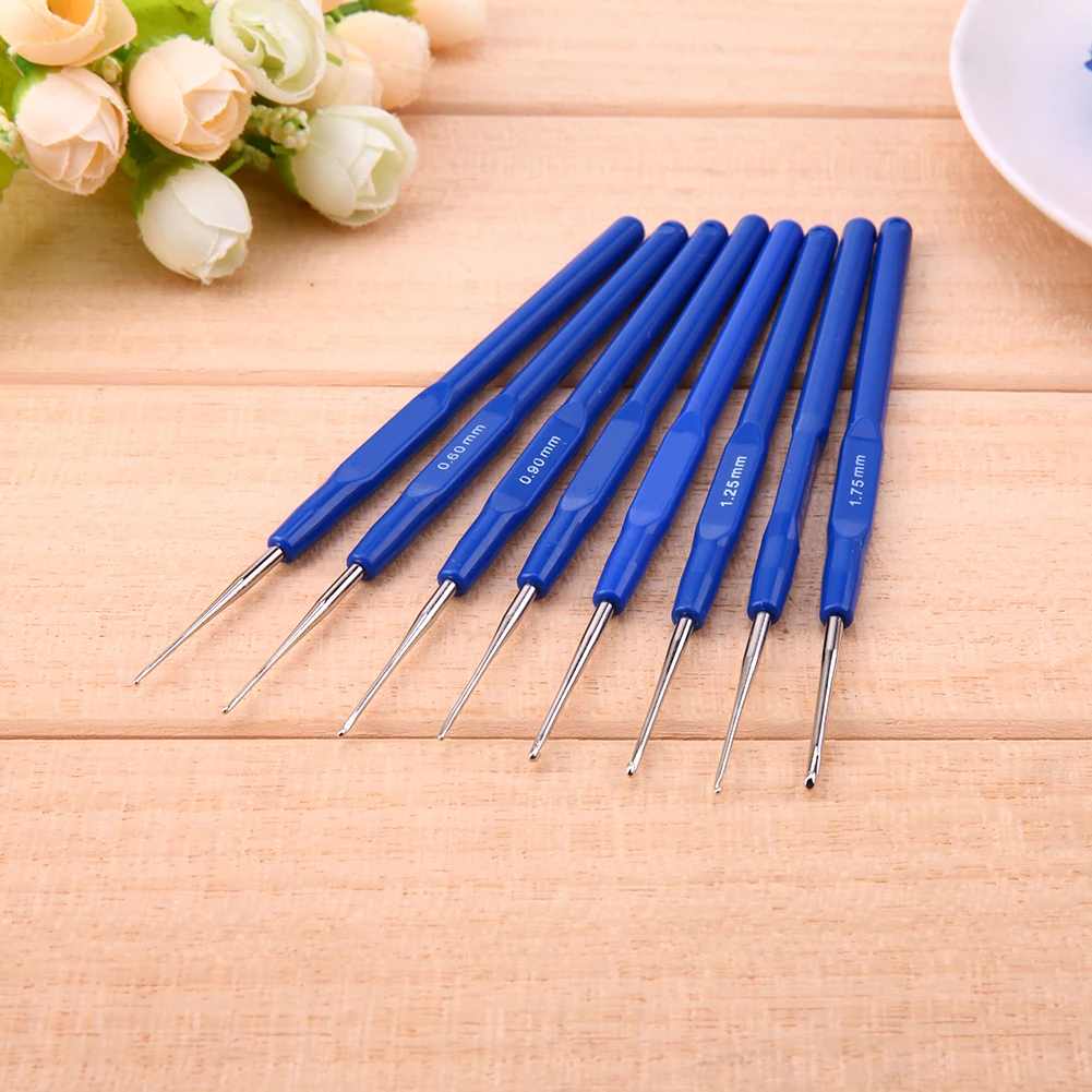 8Pcs Knitting Needles Kit Metal Sewing Needles Tool 0.6-1.75mm Yarn Craft Knitting Needles Sweater Weave Sewing Tool