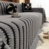 Vintage Luxury Sofa Towel Mat Thicken Plush Non-slip All-inclusive Corner Seat Cover Winter Warm Couch Cushion for Living Room 2