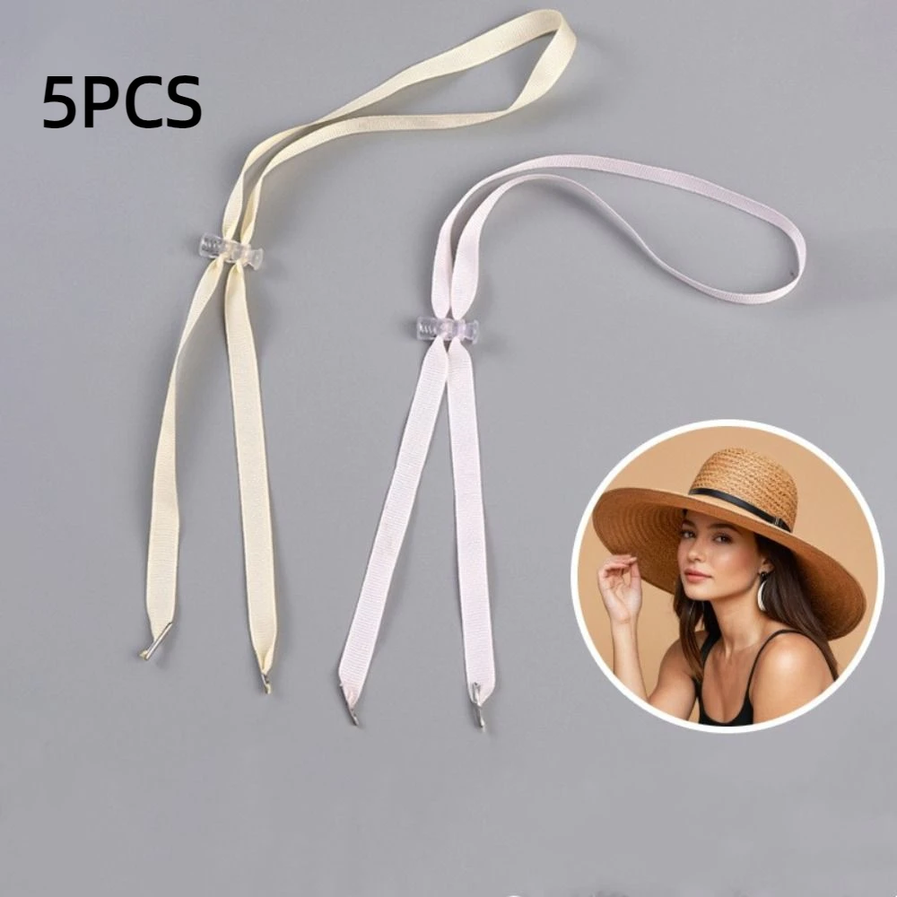 Portable Adjusting Rope Windproof Hat Strap Anti-lost Solid Color Hat Wind Rope Removable Chin Cord 5Pcs hat strap