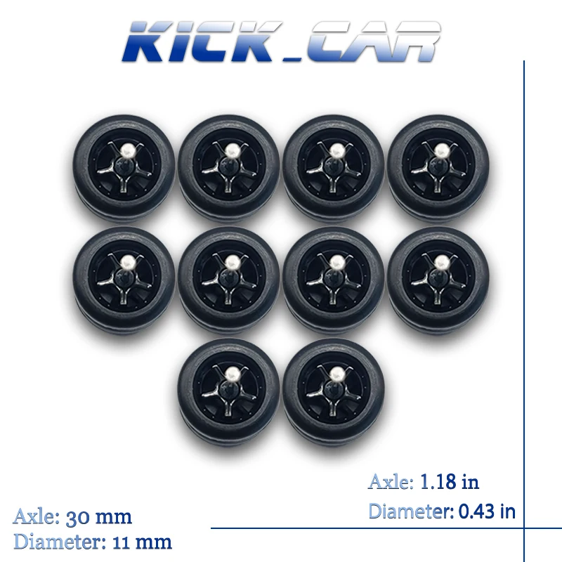 1/64 Scale Diecast Car Wheel Set with Fixed Rubber Tires - Five-Spoke Design (25-Piece)