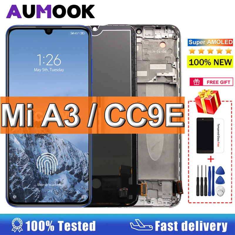 Oled/super Amoled Display Para Xiaomi Mi Cc9e Lcd Tela De Toque Digitador Assembléia Com Quadro - Foto 5