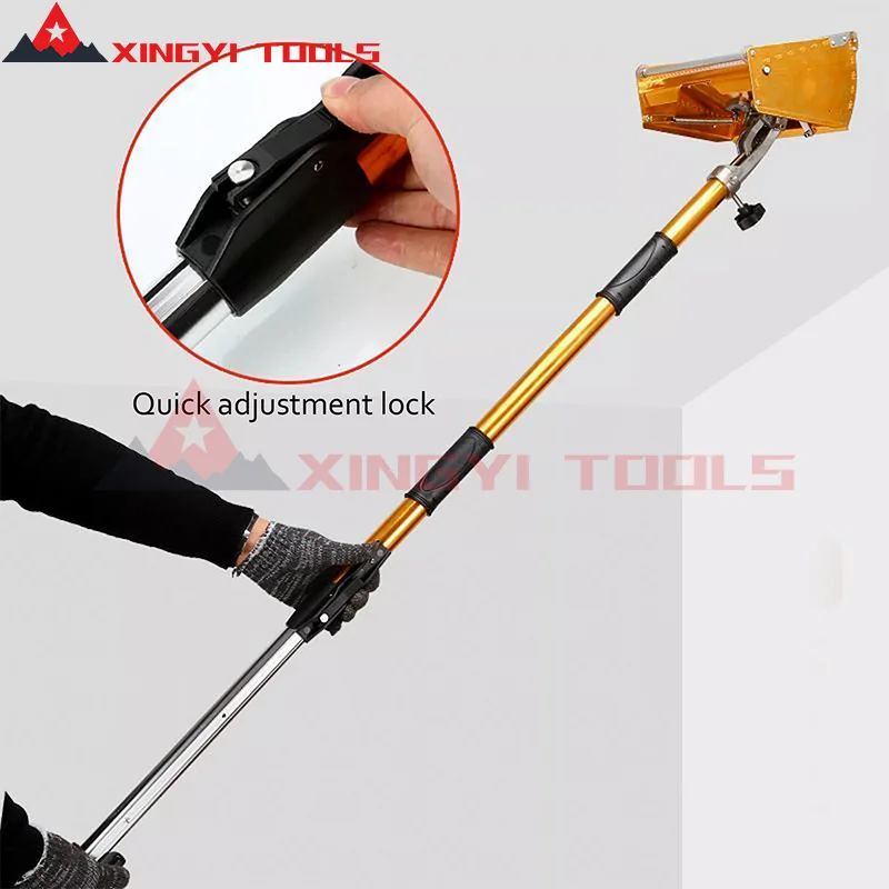 9.8In Drywall Flat Finisher Taping Technical Tools Lastering Plaster Box 120&deg; Adjust Extendable Handle Wallboard Mud for Putty