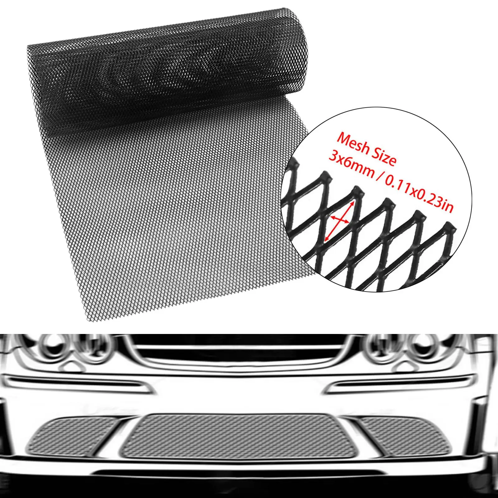 Car Grill Mesh 0.24inchx0.12inch Rhombic Hole Accessories for Bumper