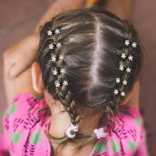 6Pcs Mini Hair Clips No-Slip Clips Rhinestone Hair Metal Clamps Mix Colored Flower Accessories for Women Girls