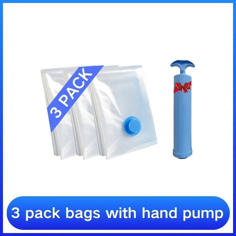 thumbnail image 1 of 1-8 piezas de bolsas de vacío y cubierta de bomba para almacenar ropa, bolsa de compresión de plástico grande vacía, contenedor de almacenamiento de accesorios de viaje, 1 of 5