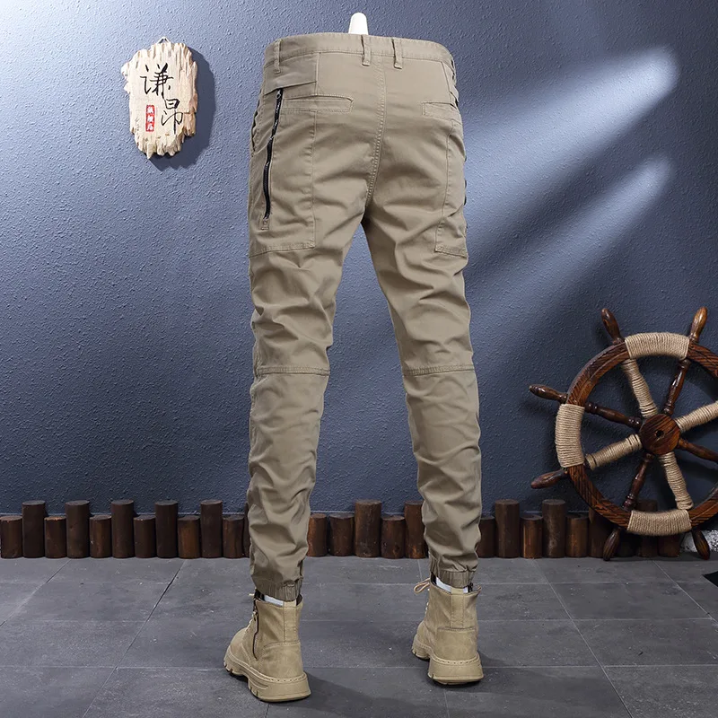 Overalls Men's Classic Simple Outdoor Mountaineering Men's Adventure Slim-Fitting Ankle-Tied All-Matching Casual Pants
