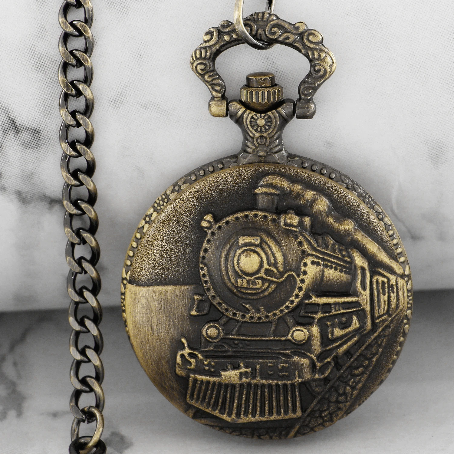 

Bronze Punk Train Quartz Pocket Watches Vintage Mens Clock Pendant FOB Watch timepiece Best Gifts
