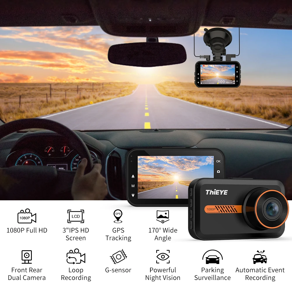 ThiEYE ̷ڽ 1080P  ķ HD ڵ  ڴ 3.0 ġ  ĸ ķ GPS ڵ ī޶ ڵ DVR 24H  ڵ ڴ