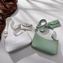 

Fashion Casual Ladies PU Leather Small Crossbody Handbags with Purse Stone Pattern Women Solid Color New Shoulder Messenger Bags