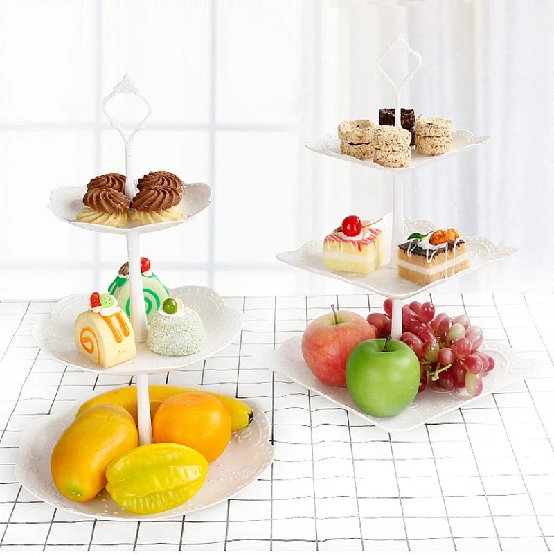 Afternoon Tea Wedding Plates 3 Tier Creative Home Hotel Tools Cake Shop 3 Layers Cake Rack Tray