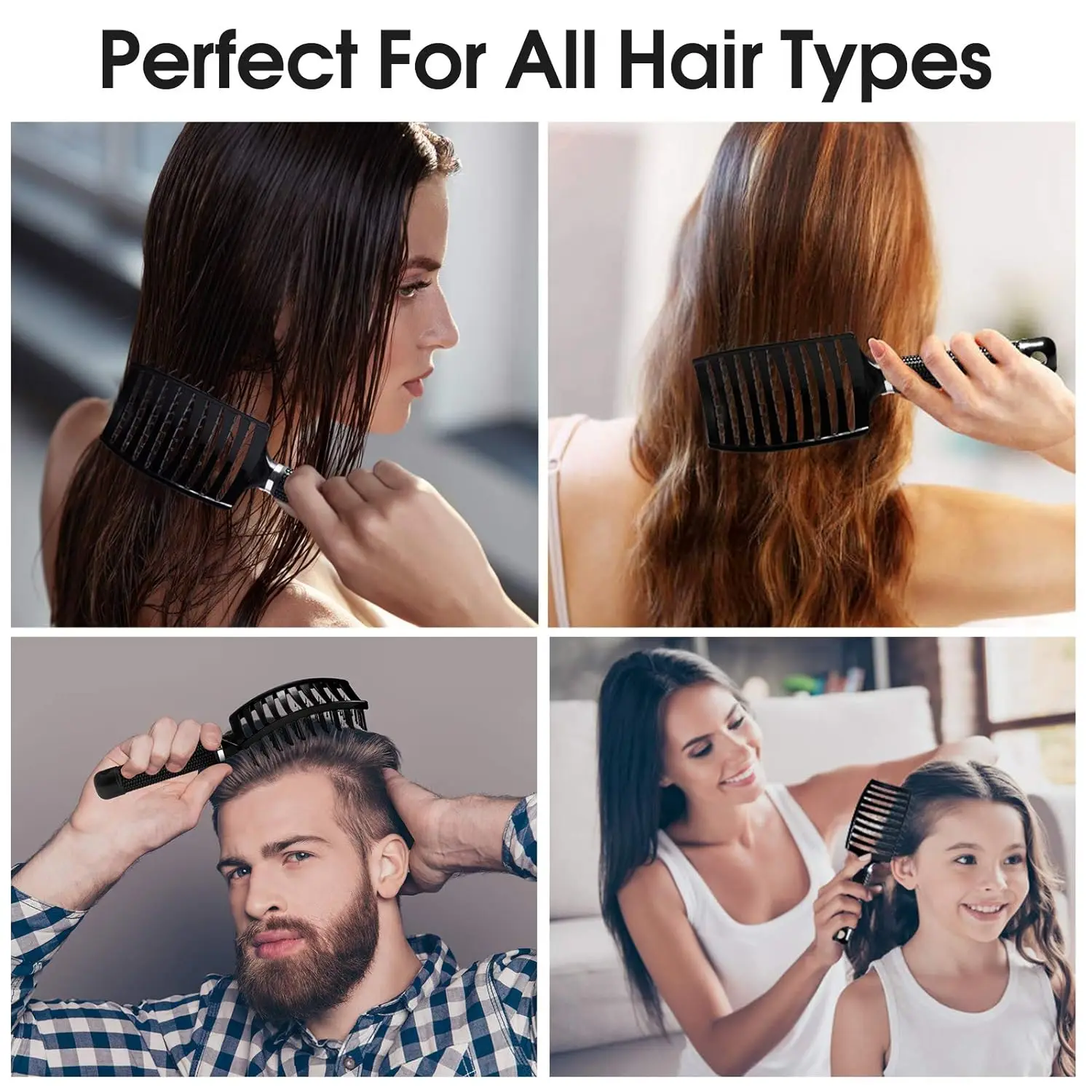 Hair Brush, Professional Curved Vented Brush for Faster Blow Drying for Women, Men, Paddle Detangling Brush for Wet Dry Curly 4