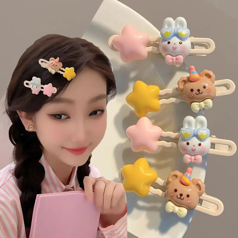 

Hot Cartoon Hair Clips Girls' Cute Side Barrettes Rabbit Star Bangs Duckbill Clips Bear Hairpin Fashion Accessories Headdress