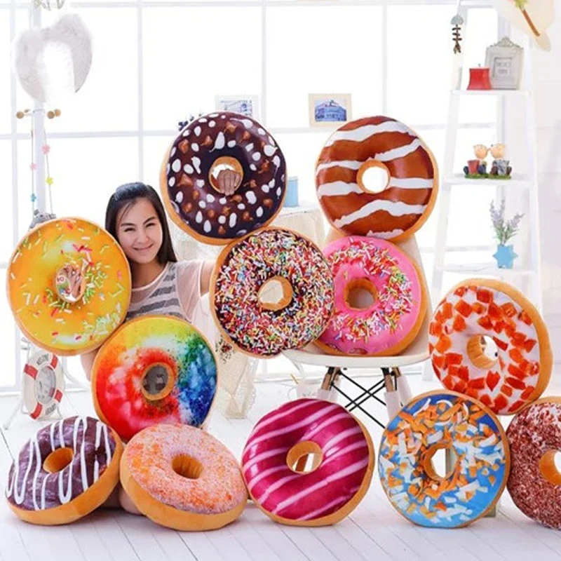 Toy Office Lunch Break Waist Pillow Chair Cushion Plush Cute Simulation Chocolate Donut Pillow 3