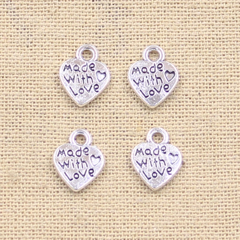 30pcs 매력 심장 사랑으로 만든 12x10mm 골동품 만들기 펜던트 맞는, 빈티지 티베트어 청동 실버 색상, DIY 수제 보석