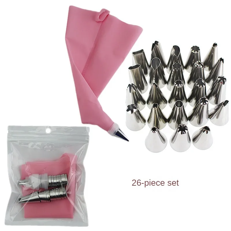 

Small Size Flower Nozzle Converter Baking Toolstainless Steel Cream Pastry Tube Suit Silicone Cream Bag