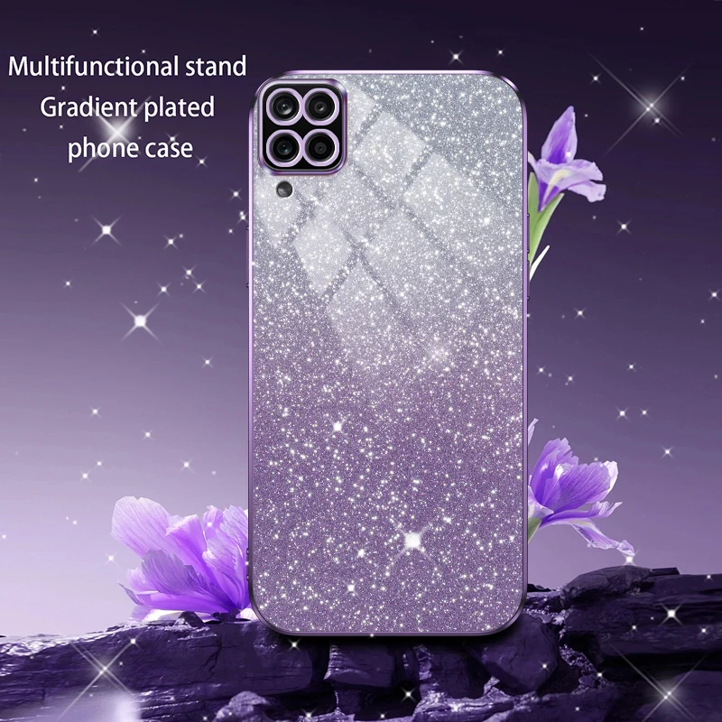 Gradient Glitter Plating Clear Soft Phone Case