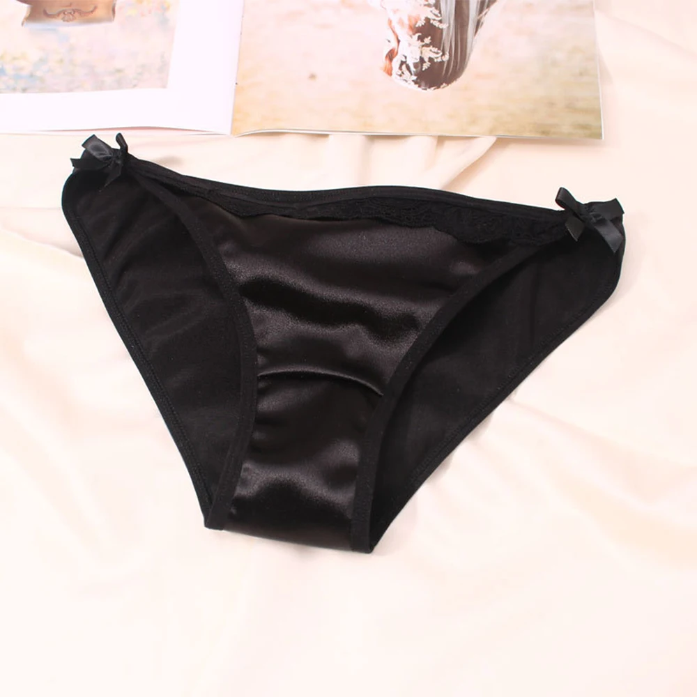 Womens Silk Satin Panties Knickers Briefs Triangle Lingerie Underwear  Underpants