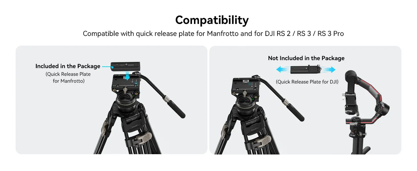 DH10 Heavy Duty Tripod Fluid Video Head with Flat Base Adjustable Handle for Ma