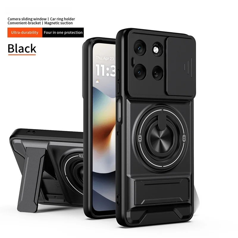Armor Car Magnetic Ring Case with Lens Protection and Stand Holder