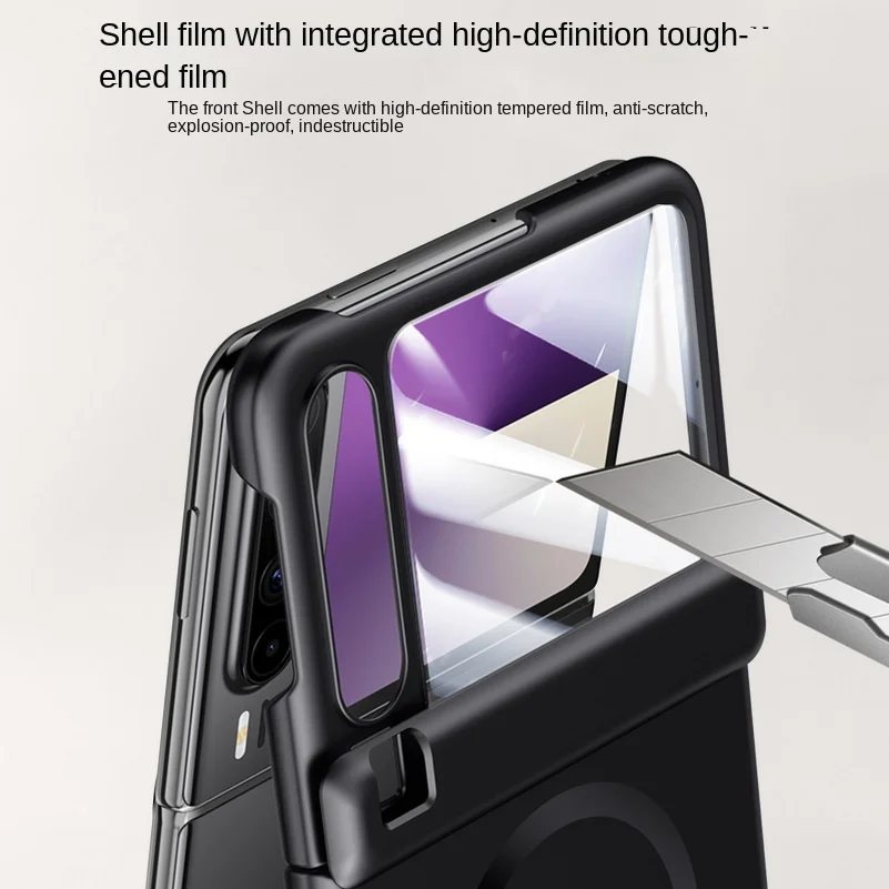 Magnetic Ring Protective Case with Tempered Glass Film and Full Camera Protection
