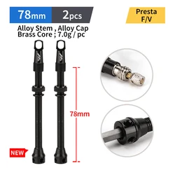 High - Performance Aluminum Alloy Presta Valve Pair for Tubeless Bikes (78MM - Black)