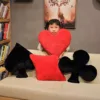 1pc Poker Cards Plush Pillows Stuffed Red Heart Diamond Black Spade Club Soft Decorate For Sofa Chair Bed 1